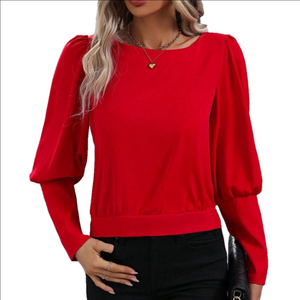 Shein Private Gigot Sleeve Tie Back Button Detail Blouse